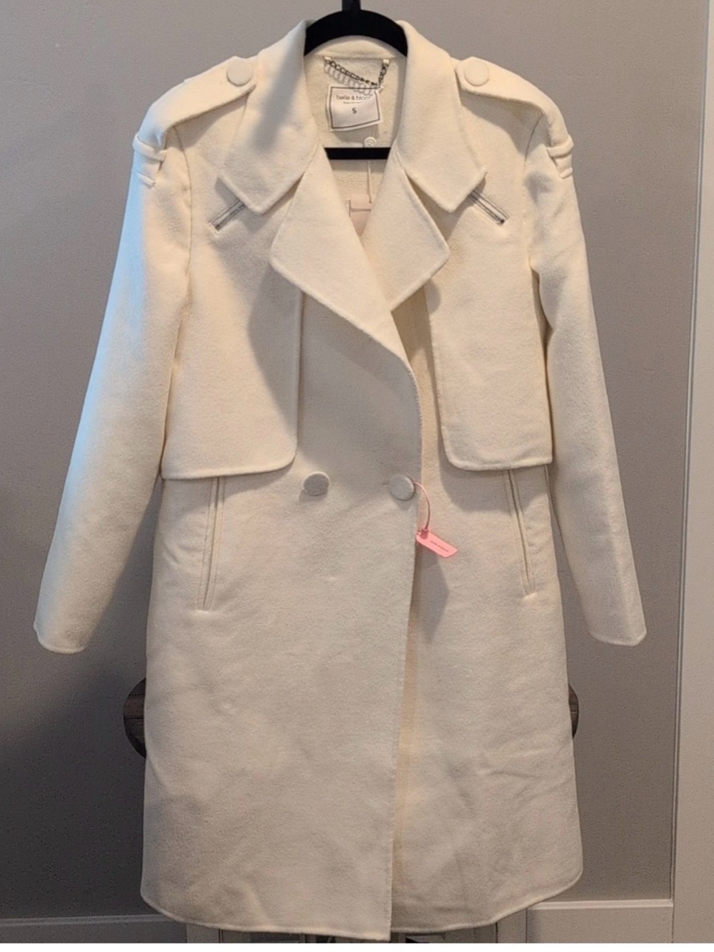 Double-Breasted Women's Peacoat Overcoat in Cream by Belle & Bloom